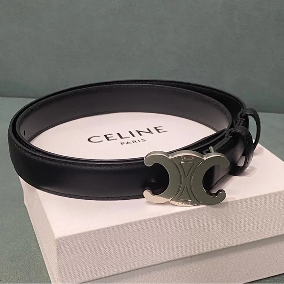 Celine Black Leather Belt SZ 85 - Picture 3 of 4